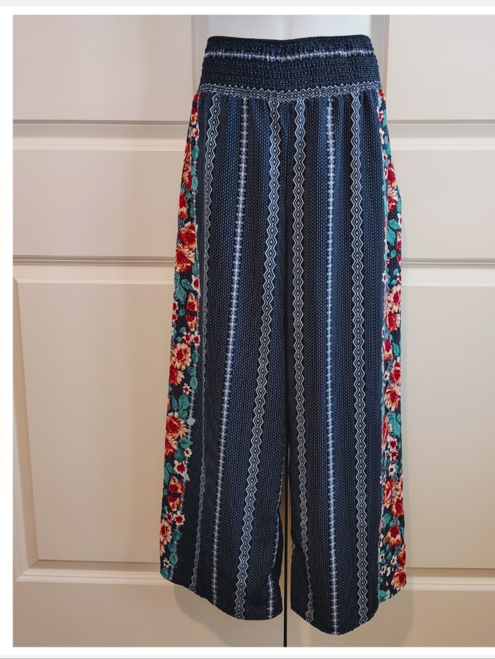 Navy & Floral Boho Pants